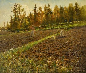 The Potato Gatherers by Julius Sergius Klever Oil Painting
