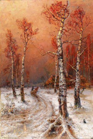 Winterstimmung Mit Saatkrahen Oil painting by Julius Sergius Klever