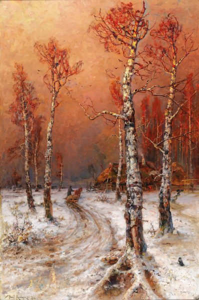 Winterstimmung Mit Saatkrahen by Julius Sergius Klever - Hand-Painted Oil Painting Reproduction