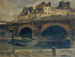 Pariser Landschaft mit Pont Neuf by Julius Ullmann Oil Painting