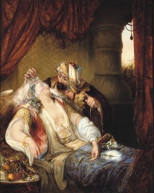 A Visitor In The Harem by Julius Victor Berger Oil Painting