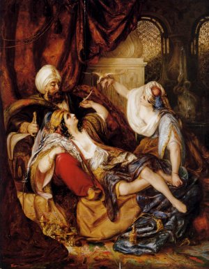 Entertaining the Pasha Oil painting by Julius Victor Berger