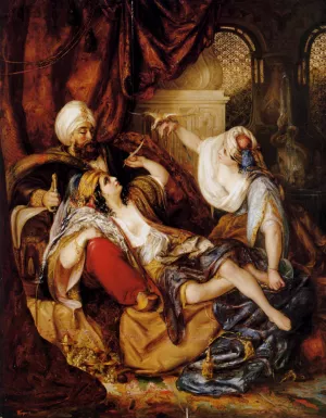 Entertaining the Pasha Oil painting by Julius Victor Berger