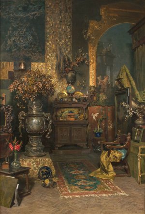 Studio interior by Julius Victor Berger Oil Painting