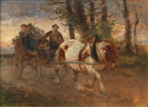 Auf der Heimfahrt by Julius Von Blaas Oil Painting
