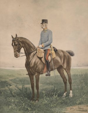 Kaiser Franz Joseph zu Pferd by Julius Von Blaas Oil Painting
