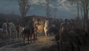 Nachtszene by Julius Von Blaas Oil Painting