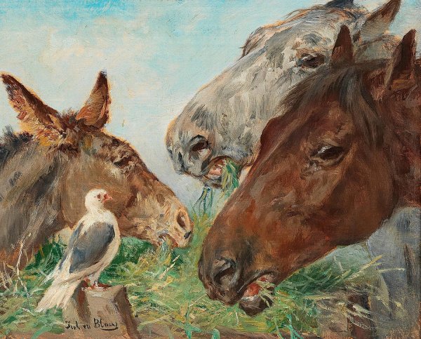 The Good Companions by Julius Von Blaas - Hand-Painted Oil Painting Reproduction