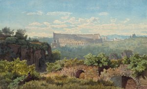The Colosseum Seen from the Palatine Hill by Julius Zielke Oil Painting