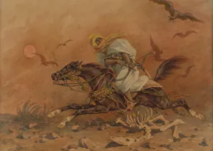 Faris galloping on a horse Oil painting by Juliusz Kossak