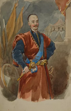 Portrait of a hetman by Juliusz Kossak Oil Painting