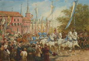 The Emperor Entering Krakow by Juliusz Kossak Oil Painting