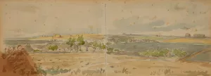 View of Taurow in Podole by Juliusz Kossak Oil Painting