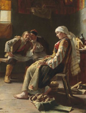 Meditation by Juliusz Zuber Oil Painting
