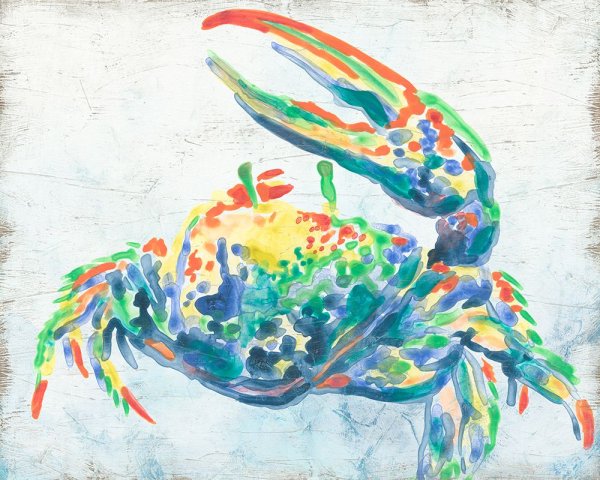 Main Product Photo of Rainbow Crab I Painting by June Erica Vess