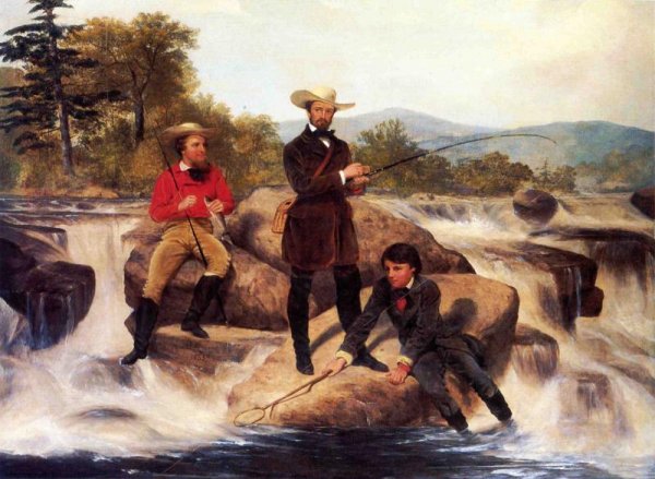Main Product Photo of Trout Fishing Painting by Junius Brutus Stearns