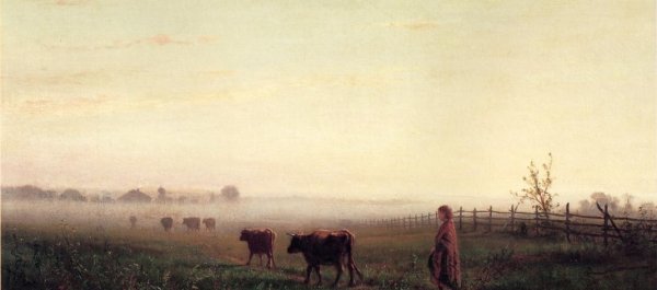 Cool Morning on the Prarie by Junius R. Sloan - Hand-Painted Oil Painting Reproduction