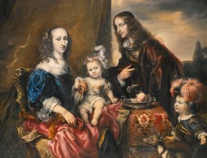 An Elegant Family Portrait, Traditionally Identified As Colonel John Hutchinson by Jurgen Ovens Oil Painting