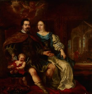 Portrait of a Married Couple by Jurgen Ovens Oil Painting