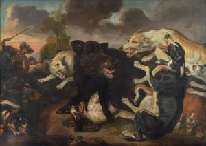 A Boar Hunt by Juriaen Jacobsz Oil Painting