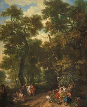 Arcadisch landschap met musicerende en dansende herders by Jurriaan Andriessen Oil Painting