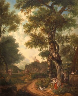 Arcadisch landschap met reizigers by Jurriaan Andriessen Oil Painting