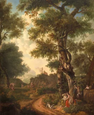 Arcadisch landschap met reizigers by Jurriaan Andriessen Oil Painting