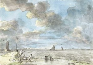 De Baak, een badplaats aan het IJ by Jurriaan Andriessen Oil Painting