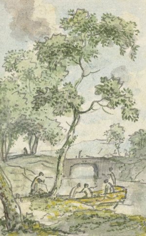 Landschap met een bootje by Jurriaan Andriessen Oil Painting