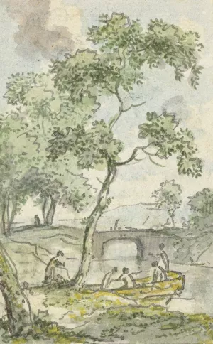 Landschap met een bootje by Jurriaan Andriessen Oil Painting