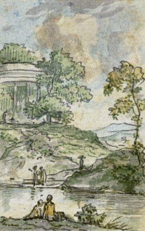 Landschap met ronde tempel by Jurriaan Andriessen Oil Painting