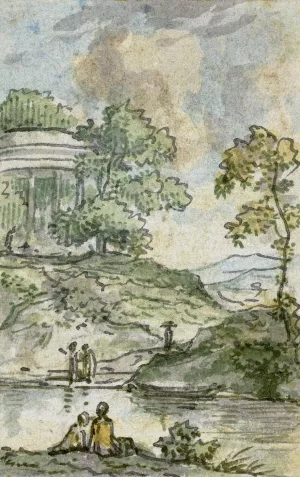 Landschap met ronde tempel by Jurriaan Andriessen Oil Painting