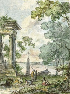Landschap met tempelruine by Jurriaan Andriessen Oil Painting