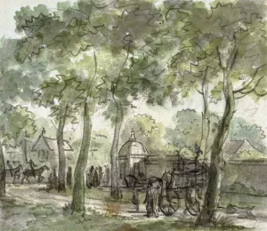 Landweg langs muur met koepel by Jurriaan Andriessen Oil Painting
