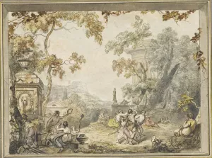 Ontwerp voor een kamerbeschildering; idyllisch-arcadisch landschap met klassieke gebouwen by Jurriaan Andriessen Oil Painting