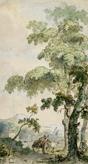 Ontwerp voor kamerbehangsel met landschap met kar by Jurriaan Andriessen Oil Painting
