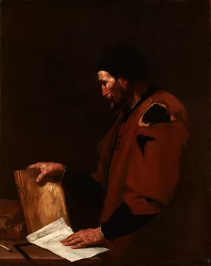 A Philosopher, probably Euclid by Jusepe De Ribera Oil Painting