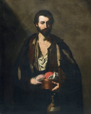 A philosopher with a wine flask by Jusepe De Ribera Oil Painting