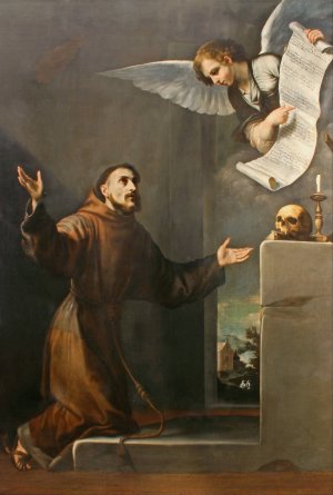 Saint Francis Receives The Seven Privileges From The Angel by Jusepe De Ribera Oil Painting