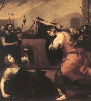 The Duel of Isabella de Carazzi and Diambra de Pottinella by Jusepe De Ribera - Oil Painting Reproduction