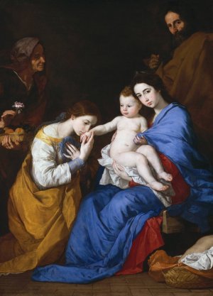 The Holy Family with Saints Anne and Catherine of Alexandria by Jusepe De Ribera Oil Painting