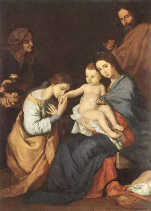The Holy Family with St Catherine by Jusepe De Ribera - Oil Painting Reproduction