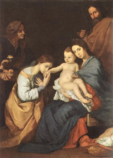 The Holy Family with St Catherine by Jusepe De Ribera - Hand-Painted Oil Painting Reproduction