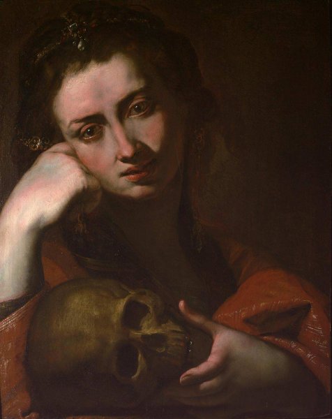The Penitent Magdalene or Vanitas by Jusepe De Ribera - Hand-Painted Oil Painting Reproduction