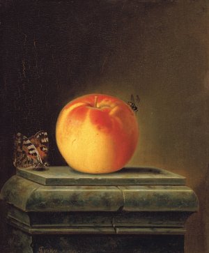 Still Life With Apple And Insects by Justus Juncker Oil Painting