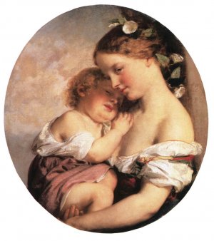 Mother and Child Oil painting by Karoly Brocky
