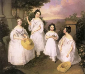 The Daughters of Istvan Medgyasszay by Karoly Brocky - Oil Painting Reproduction