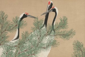 Cranes Oil painting by Kamisaka Sekka