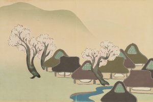 Farming Village in Spring by Kamisaka Sekka Oil Painting