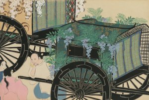 Flower-Draped Carts by Kamisaka Sekka Oil Painting